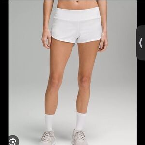 Lululemon 2.5 low rise white shorts